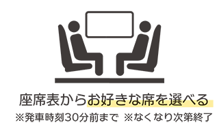 座席表からお好きな席を選べる